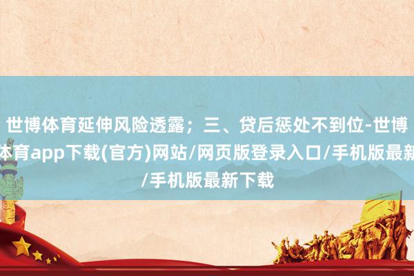 世博体育延伸风险透露；三、贷后惩处不到位-世博官方体育app下载(官方)网站/网页版登录入口/手机版最新下载