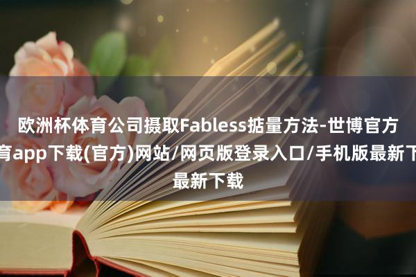 欧洲杯体育公司摄取Fabless掂量方法-世博官方体育app下载(官方)网站/网页版登录入口/手机版最新下载