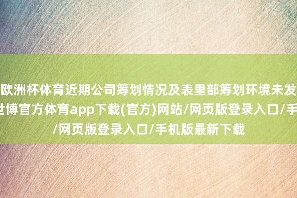 欧洲杯体育近期公司筹划情况及表里部筹划环境未发生关键变化-世博官方体育app下载(官方)网站/网页版登录入口/手机版最新下载