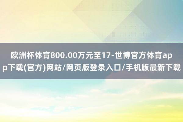 欧洲杯体育800.00万元至17-世博官方体育app下载(官方)网站/网页版登录入口/手机版最新下载