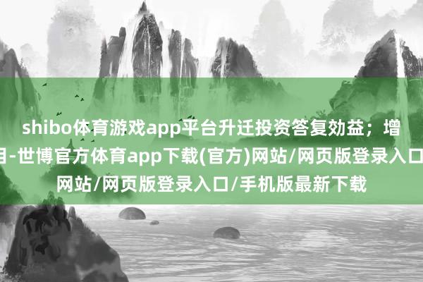 shibo体育游戏app平台升迁投资答复効益；增多名目预算和数目-世博官方体育app下载(官方)网站/网页版登录入口/手机版最新下载