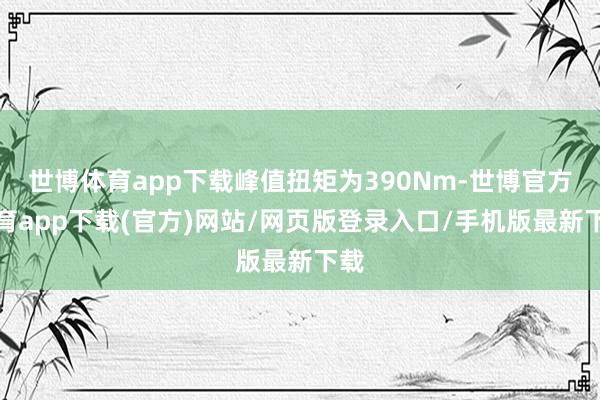世博体育app下载峰值扭矩为390Nm-世博官方体育app下载(官方)网站/网页版登录入口/手机版最新下载