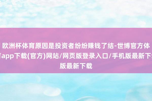 欧洲杯体育原因是投资者纷纷赚钱了结-世博官方体育app下载(官方)网站/网页版登录入口/手机版最新下载