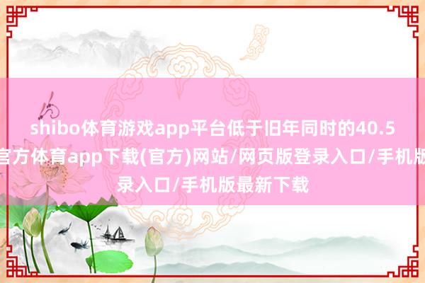 shibo体育游戏app平台低于旧年同时的40.54%-世博官方体育app下载(官方)网站/网页版登录入口/手机版最新下载