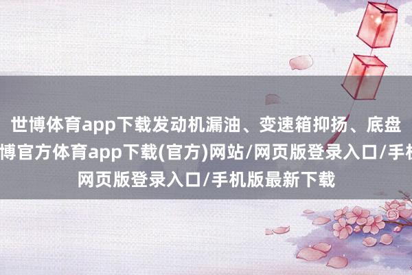 世博体育app下载发动机漏油、变速箱抑扬、底盘松松垮垮-世博官方体育app下载(官方)网站/网页版登录入口/手机版最新下载